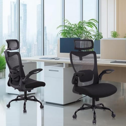 CLATINA Heavy Duty Ergonomic Mesh Office Chair 400LBS, Big and Tall Desk Chair with Adjustable Lumbar Support & Headrest, Flip Up Padded Arms, Swivel Computer Chair for Home, Conference, Black, 14 PK - size: 14 PK
