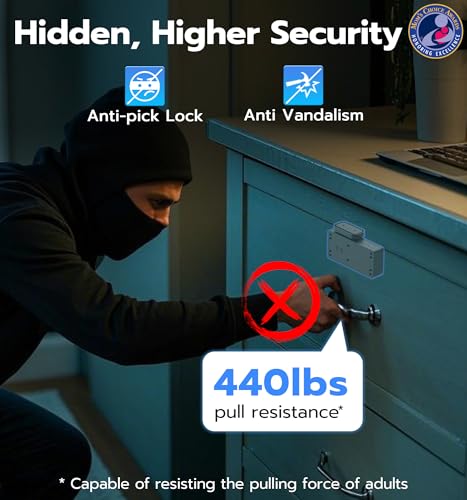 Smart Cabinet Lock, Hidden Baby Proofing Child Proof Drawer Locks - color: Black