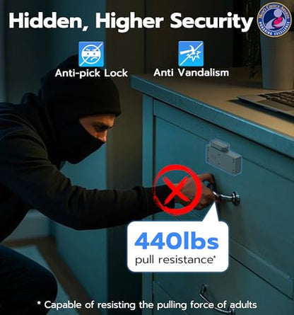 Smart Cabinet Lock, Hidden Baby Proofing Child Proof Drawer Locks - color: Black