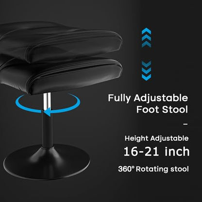 VECELO Foot Rest Under Desk Ottoman, PU Height Adjustable Footrest with Comfort Padding, Leg Rest for Desk for Relieving Leg Pain, Stiffness, and etc, Black - color: Black
