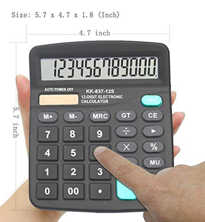 Calculators, BESTWYA Large Button Desk Calculator (Black, Pack of 6) | 12-Digit Dual Power Angled LCD Display Handheld Desktop Feature for Office, School, Home - color: Black, Pack of 6