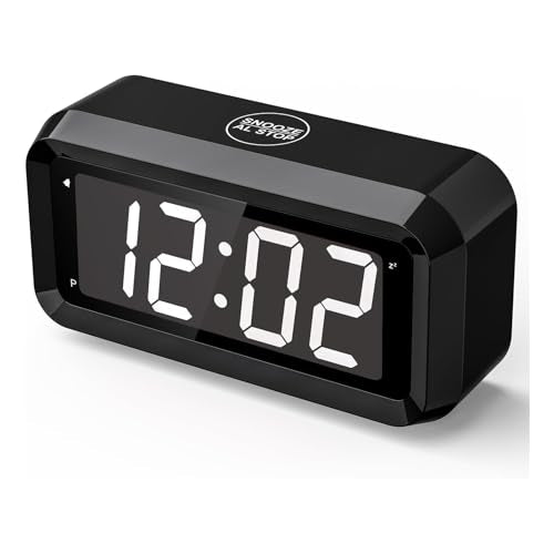 Alarm Clock,Digital Alarm Clock for Bedrooms,Battery Operated Clock,Adjustable 3 Brightness,1.2 inch LED Time Display, 12/24Hr, Cordless,Snooze (Black-White led) - color: Black-white Led
