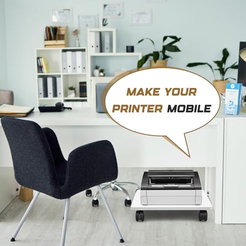 Beeveer 2 Pcs White Under Desk Printer Stand 15.8 x 13.8 x 3.2 Inches - color: White, size: 15.8 x 13.8 x 3.2 Inches