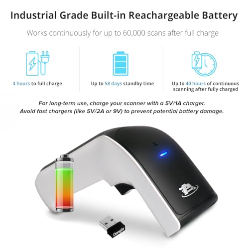 ScanAvenger Wireless Portable 1D&2D Bluetooth Barcode Scanner: Hand Scanner 3-in-1, Cordless, Rechargeable Scan Gun for Inventory - USB Bar Code/QR Reader (1D&2D with No Next Gen Stand)… - style: 1D&2D With No Next Gen Stand