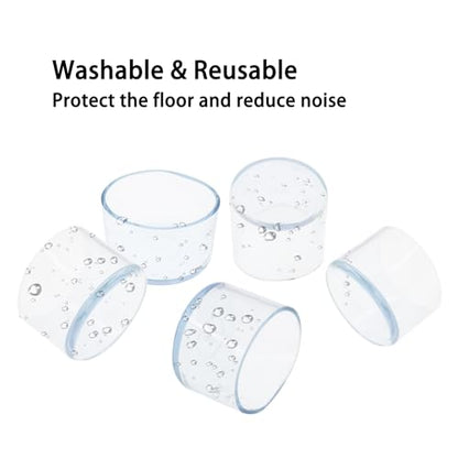Round Chair Leg Caps,PVC Furniture Feet Covers,TTZEZE Transparent Round Floor Protectors,Clear Table Feet Covers Preventing Plastic Chair Leg Covers Scratches and Noise 40mm/1.57'', 12 - size: 1.57 inches
