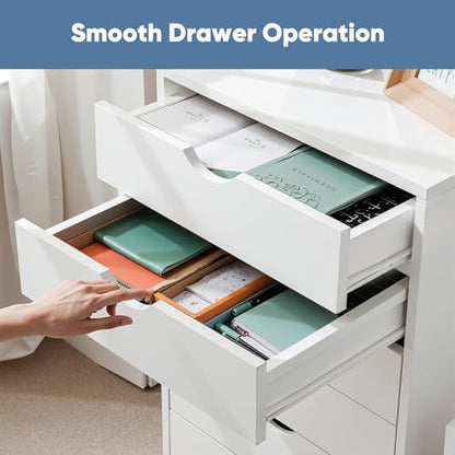 OLIXIS 7-Drawer Rolling File Cabinet, Printer Stand with Office Storage - color: White, size: 7 Drawer