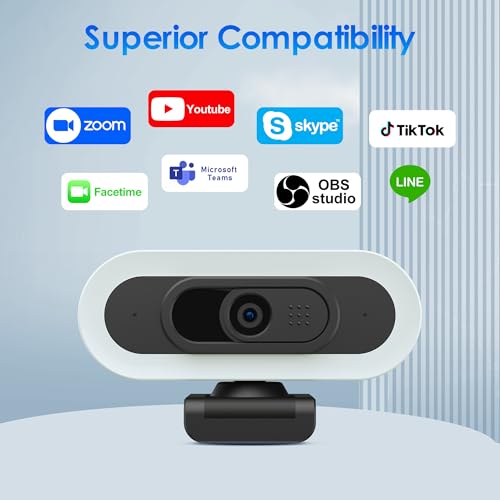 saylas 2K Webcam with Lights, HD Webcam for PC, 2K@60FPS Web cam with Microphone, 65° FOV, Autofocus, Noise Cancellation, Privacy Cover, Web Camera for Computer/Laptop, USB Streaming Computer Camera - color: 2K with light/65° FOV