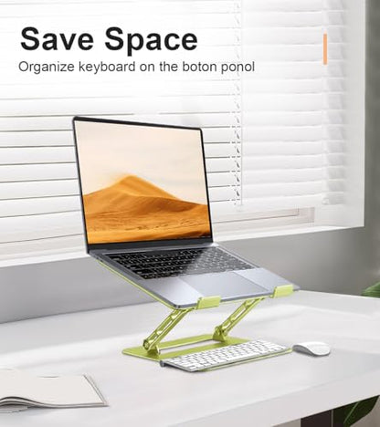 Aoviho Laptop Stand for Desk,Adjustable Laptop Stand Holder and Riser,Foldable Aluminum Notebook Computer Stands for MacBook Air Pro HP Lenovo Dell Samsung Chromebook, 10-15.6 inch,Yellow Green - color: Yellow Green