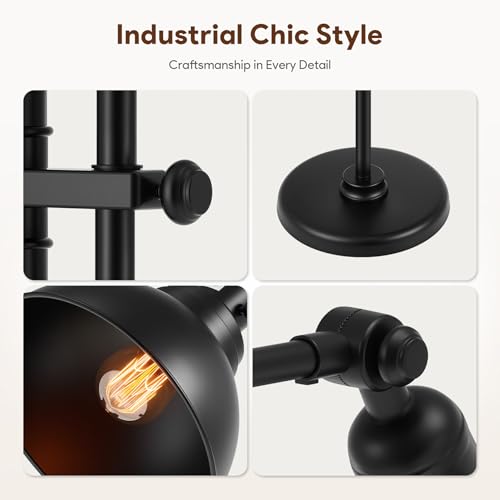VONLUCE Industrial Floor Lamp 65", Adjustable Standing Lamp for Living Room - color: Black