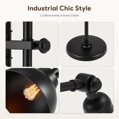 VONLUCE Industrial Floor Lamp 65", Adjustable Standing Lamp for Living Room - color: Black