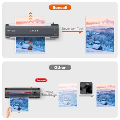 Bonsaii Laminator, 13 Inch 7-in-1 Thermal Laminator Machine with Never Jam Technology, with 40 Laminting Sheets for Home, Office, and Classroom Organization Supplies | 7-in-1 with trimmer & corner rounder, 3 heat modes (3/5mil/photo), 4-min preheat, fit 1