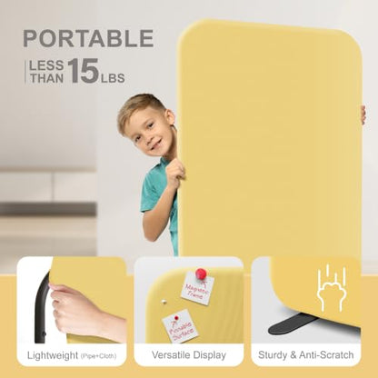 DECOLAB Free Standing Room Divider, Portable Wall Panel 29"x65", Butter - color: Butter