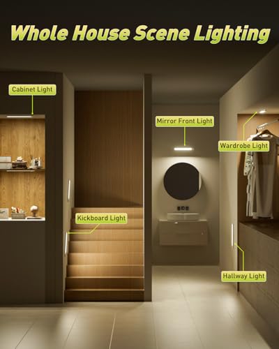 Under Cabinet Lighting, Motion Sensor, Rechargeable, 5 Pack | Wireless with Adhesive, Dimmable, 3 Color Temperature Adjustable, Auto On/Off, Portable, For Stairs, Counter, Kitchen, Closet - style: 5 Pack