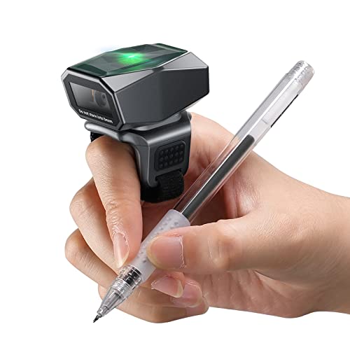 Eyoyo 2D Wearable Finger Ring Barcode Scanner, Left & Right Hand Wearable - color: Grey
