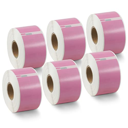 BETCKEY - Replace for DYMO 30321 (1-2/5" x 3-1/2") Labels, [6 Roll/Pink] - color: Pink, size: 30321 [1-4/10" x 3-1/2"]