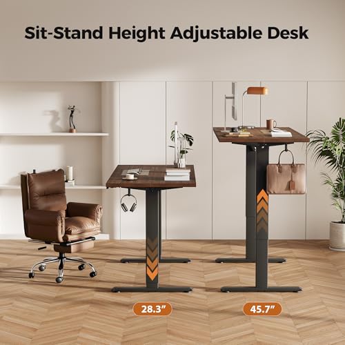 Agilestic Electric Height Adjustable Standing Desk, 48 Inch, Dark Walnut | Smooth Height Adjustment, Memory Presets, Hooks, Stable Steel Frame,154 lbs Capacity, Easy Assembly, Splice Board - color: Dark Walnut, size: 48 x 24 Inch