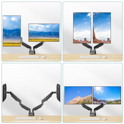 MOUNT PRO Dual Monitor Stand for Max 43 Inch Ultrawide Computer Screen, Premium Aluminum Heavy Duty Monitor Arm Holds 6.6lbs to 33lbs, Gas Spring Full Motion Display Desk Stand, VESA Mount - size: Max 43", style: Dual