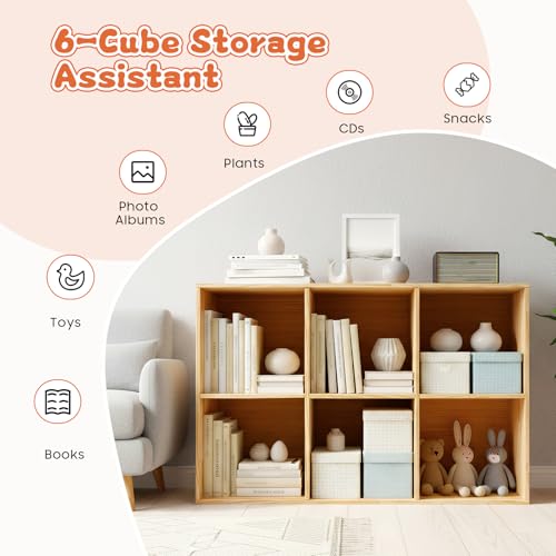 6 Cube Storage Organizer - Solid Wood Bookshelf for Bedroom, Living Room | Vertical or Horizontal Bookshelf Organizer | Open Book Shelf | Easy Assembly | 35.43''Lx11.81''Wx23.62''H (6-Cube) - size: 6-Cube