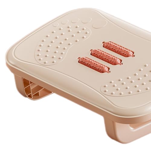 Ergonomic Under Desk Footrest with Massage Rollers, Non-Slip Rocking Foot Stool for Office and Home Desk, Khaki - color: Khaki