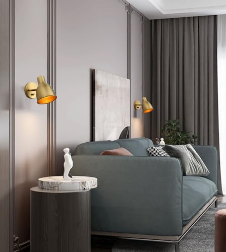 Pathson Dimmable Vintage Metal Wall Sconce - Adjustable Light Head, Hardwired Bedside Vanity Light for Bedroom, Bathroom & Dining Room - color: Brass Type-3