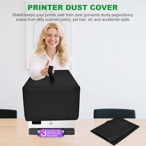 NUENSS-ROR Cover for HP Printer, Heavy Duty Waterproof Anti-static Protector Case with Handle, Printer Dust Cover Compatible with HP OfficeJet Pro 8125e/Envy Photo 7975 Wireless Inkjet Printer (Black) - color: Black