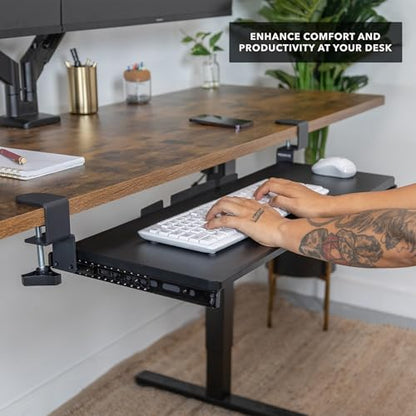 Mount-It! Keyboard Tray Under Desk, 30" (36" Including Clamps) Extra-Wide Pull Out Drawer, No-Drill C-Clamp Mount, Fits Desks 0"–1.77" Thick, Holds 11 lbs, Black - size: 30" x 11"