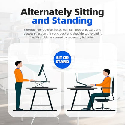 Standing Desk Converter Height Adjustable, Sit to Stand up Desk Riser Computer Workstation use in Laptop and Single Monitor Ergonomic Desktop Workstation for Home Office - Black - size: Black