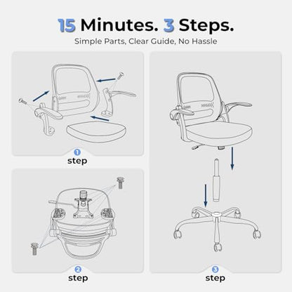 amseatec Mesh Office Chair, Ergonomic Home Office Chair with Flip-Up Arms - color: Black, size: Oversized