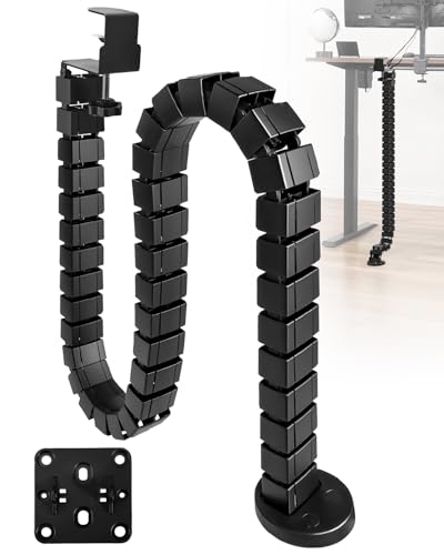 Clamp-On Under Desk Cable Management, Adjustable Vertebrae Cord Organizer