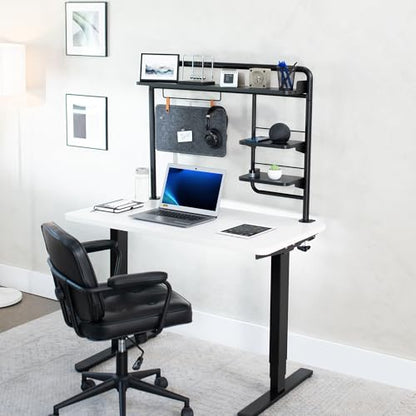 VIVO Black Clamp-on 38 inch Desktop Shelving System, DESK-SHELF38A | Raised Accessory Storage Shelves, Magnetic Memo Board Desk Organizer, Shelving for Sit Stand Workstation