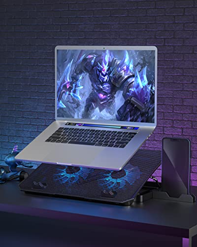 KeiBn Laptop Cooling Pad, Gaming Laptop Cooler 2 Fans for 10-15.6 Inch Laptops, 5 Height Stands, 2 USB Ports (S039) - color: Blue