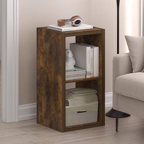 Furinno Cubicle 2-Cube Book Shelf, Extra Thick Frame Bookshelf, Amber Pine - color: Amber Pine, size: 2-Cube