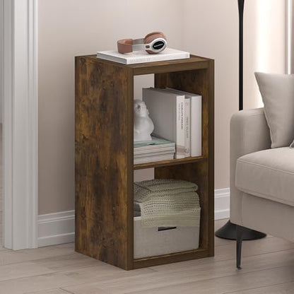 Furinno Cubicle 2-Cube Book Shelf, Extra Thick Frame Bookshelf, Amber Pine - color: Amber Pine, size: 2-Cube