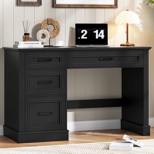 Vabches Farmhouse 47" Executive Desk with 3 Drawers, Pure Black. - color: Pure Black, size: Style 1
