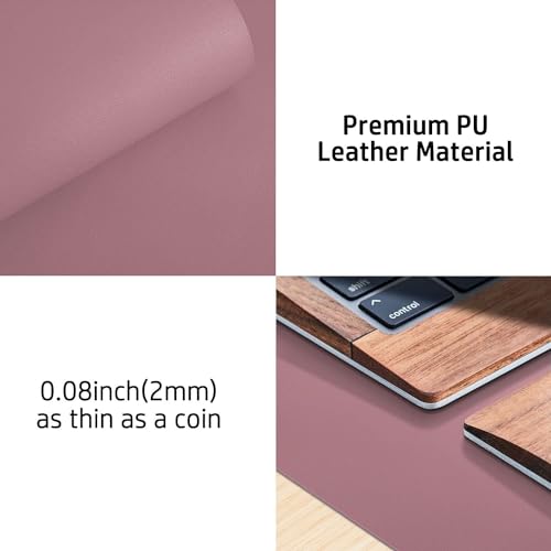 Bloss Dark Red Leather Desk Mat - 31.5" x 15.7" - color: Dark Red, size: 31.5" x 15.7"