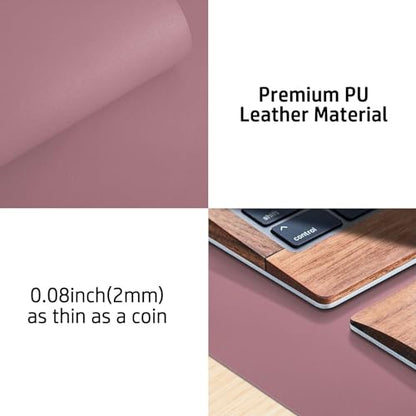 Bloss Dark Red Leather Desk Mat - 31.5" x 15.7" - color: Dark Red, size: 31.5" x 15.7"