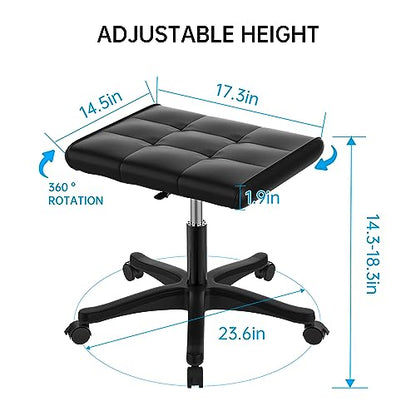 Mobile Footrest, Multi-Use Stool with Lockable Wheels, Under Desk Leg Rest Rolling Chair for Home Office, Adjustable Height Spa Salon Stool, Ottoman Foot Rest