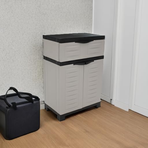 Sunnydaze 34.5" Garage Storage Cabinet with Adjustable Shelf, Gray - color: Grey, style: With Drawer - 34.5" H