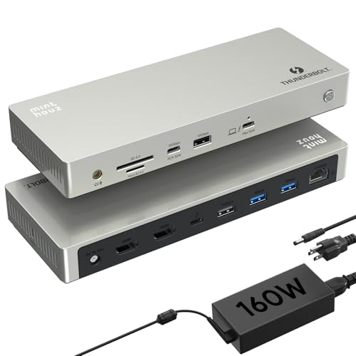 Minthouz Thunderbolt 4 Dock,12-in-1 40Gbps Thunderbolt Dock-Blazing-Fast | Triple 4K Single 8K@60Hz Display,160W Adapter, 2.5G Ethernet, 5xUSB, SD/TF 4.0, 96W Charging for M1-M3 Mac, Dell, HP, Lenovo