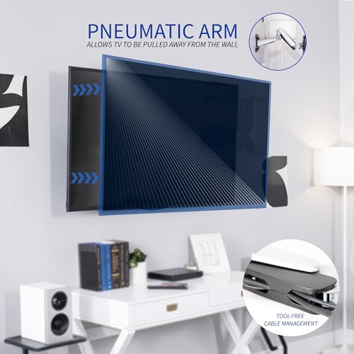 VIVO Counterbalance 40 to 70 inch LCD LED Plasma Screen TV Wall Mount, Above Fireplace Height Adjustable Pneumatic Spring Fully Articulating Bracket, Silver, MOUNT-VW03G - size: 40-70" screens, style: Wall Mount