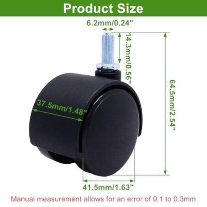 Plastic Caster Wheels 1.5 Inch, M6 Straight-Grained Rod Swivel Casters Set of 4, Black Nylon Replacement Casters Wheels for Furniture Table Cabinet Office Chair - style: 1.5 Inch-M6 Straight-grained Rod