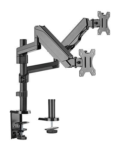 TechOrbits Triple/Double/Single Monitor Mount Stand - Computer Screen Desk Gas Spring Arm (Dual Monitor - Black)