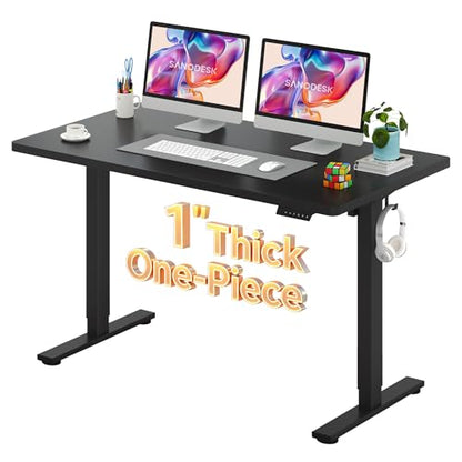 SANODESK One-Piece 1'' Thick Height Adjustable Standing Desk 55''x28'' - color: Black Frame+black Top, size: 55x28"