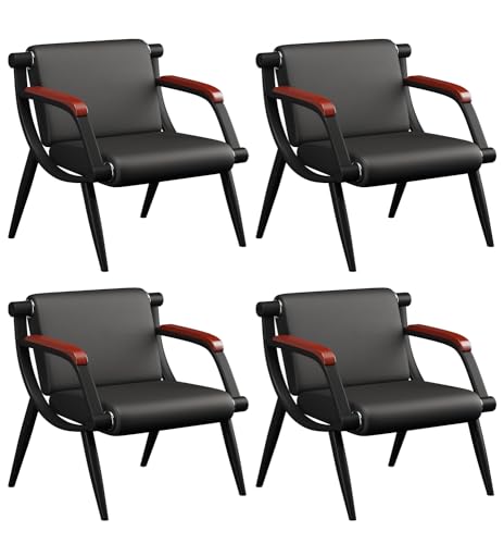 wonline Waiting Room Chairs, Office Furniture Reception Chairs with Arms, Leather Chairs is Suitable for Clinic,Airport,Hospital,Barber,Salon,Bank-(Black 4pcs) - color: Black, size: 4pcs*1-seat