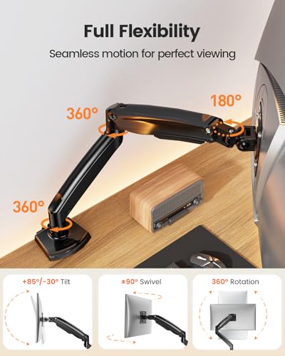 ErGear 17 to 49 inches Single Monitor Mount for Ultrawide Screens,Holds 26.5lbs,Heavy Duty Single Monitor Arm,Single Monitor Stand with Swivel,Tilt,Rotation for Home and Office,VESA 75/100mm - size: 17"-49", style: Single Arm