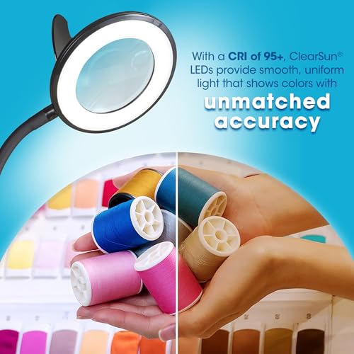 OttLite LED Clip-On Magnifier Lamp with Optical Grade Magnification, Black - color: Black