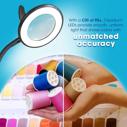 OttLite LED Clip-On Magnifier Lamp with Optical Grade Magnification, Black - color: Black