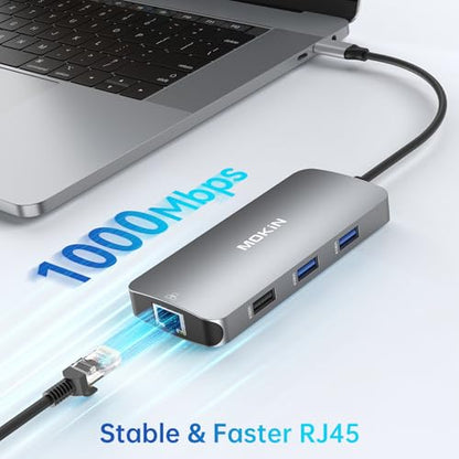 USB C Adapters for MacBook Pro/Air,Mac Dongle with 3 USB Port,USB C to HDMI, USB C to RJ45 Ethernet,MOKiN 9 in 1 USB C to HDMI Adapter,100W PD Charging, USBC to SD/TF Card Reader USB C Hub