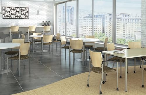 Evolve Series Guest Chair, Armless with Wood Back, Black fabric, Natural Back - color: Black Fabric, style: Natural Back