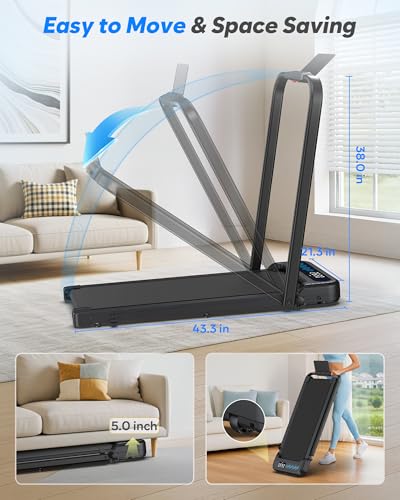 Cardirun Walking Pad with Incline and Stable Handle Bar, Foldable Treadmill | 350+ lbs Capacity, 3.0HP Quiet Under Desk Treadmills for Home, Portable Treadmill with APP, Remote Control and LED Display - color: BLACK